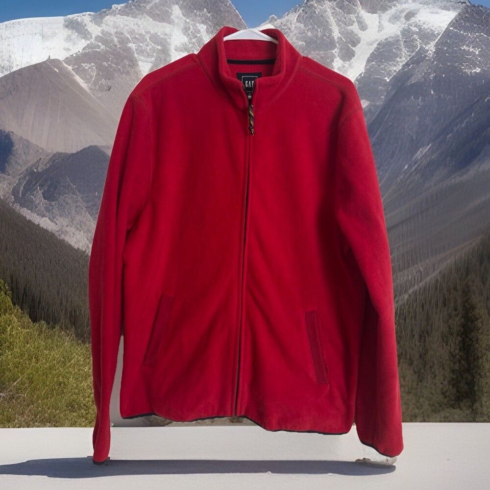 EUC 2015 Gap‎ fleece zip up jacket red men's size XL OLDSTOCK Grunge